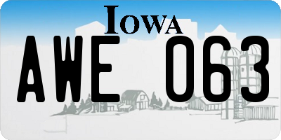 IA license plate AWE063
