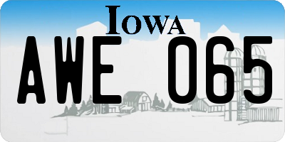 IA license plate AWE065