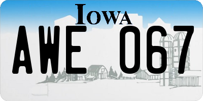 IA license plate AWE067