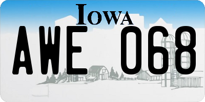 IA license plate AWE068