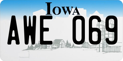 IA license plate AWE069