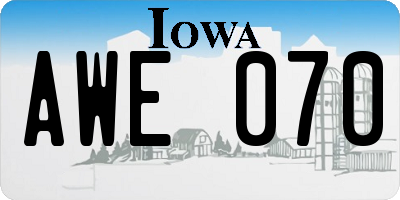IA license plate AWE070