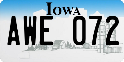 IA license plate AWE072