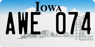 IA license plate AWE074