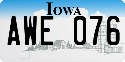 IA license plate AWE076
