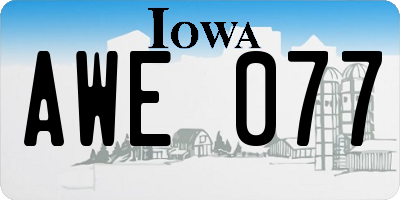 IA license plate AWE077