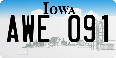 IA license plate AWE091