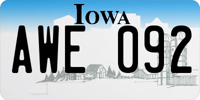 IA license plate AWE092