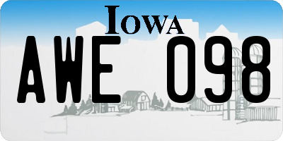 IA license plate AWE098