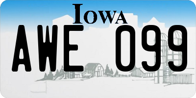 IA license plate AWE099