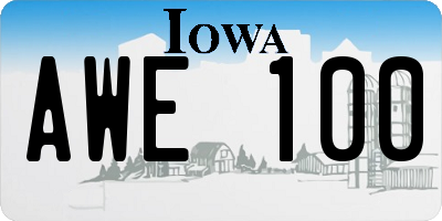 IA license plate AWE100