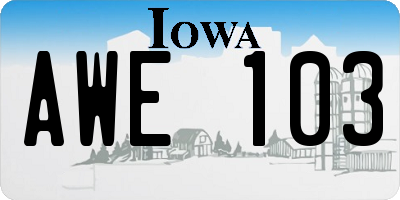 IA license plate AWE103