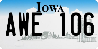 IA license plate AWE106