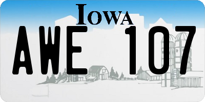 IA license plate AWE107