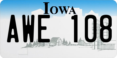 IA license plate AWE108