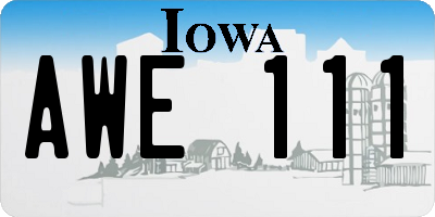 IA license plate AWE111
