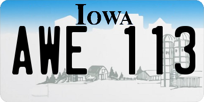 IA license plate AWE113