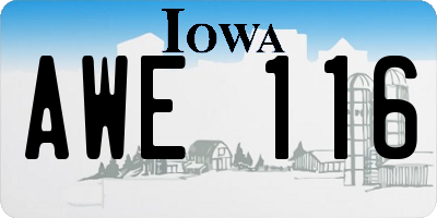 IA license plate AWE116