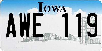 IA license plate AWE119