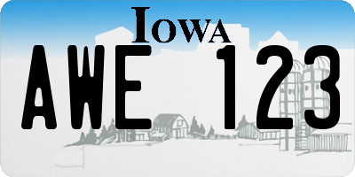 IA license plate AWE123