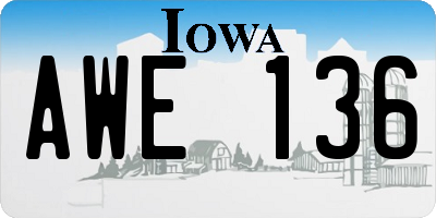IA license plate AWE136
