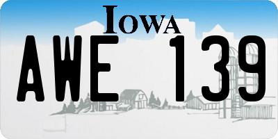 IA license plate AWE139