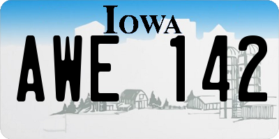 IA license plate AWE142