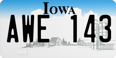 IA license plate AWE143