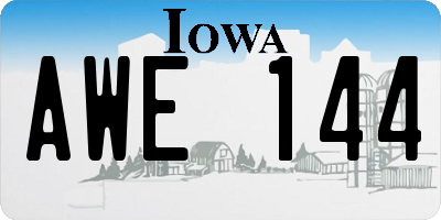 IA license plate AWE144