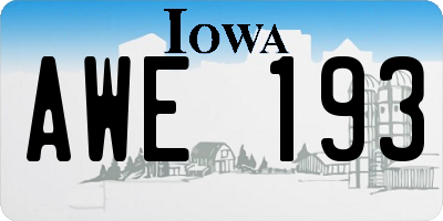IA license plate AWE193
