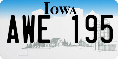 IA license plate AWE195