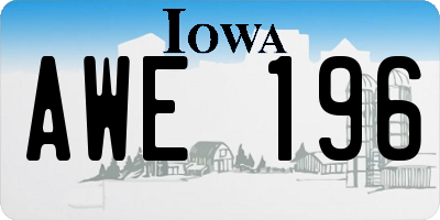 IA license plate AWE196