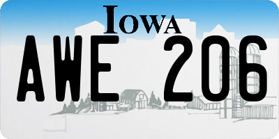IA license plate AWE206