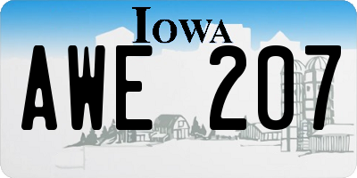 IA license plate AWE207
