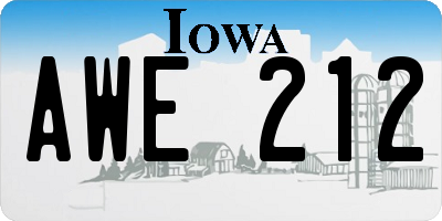 IA license plate AWE212