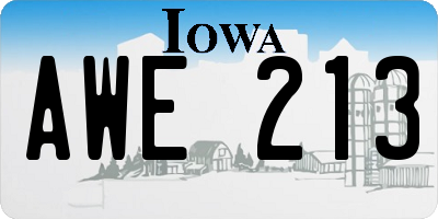IA license plate AWE213