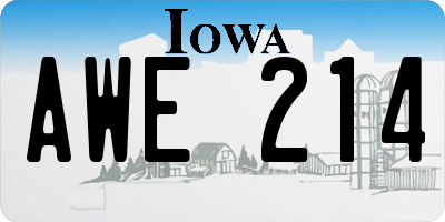 IA license plate AWE214