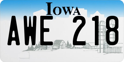 IA license plate AWE218