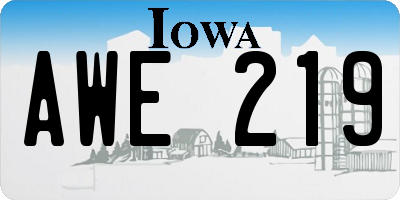 IA license plate AWE219