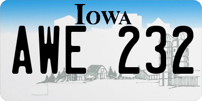 IA license plate AWE232