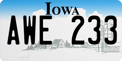 IA license plate AWE233
