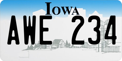 IA license plate AWE234
