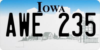 IA license plate AWE235