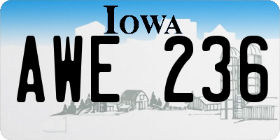 IA license plate AWE236