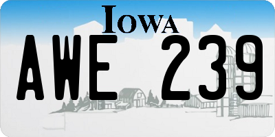 IA license plate AWE239