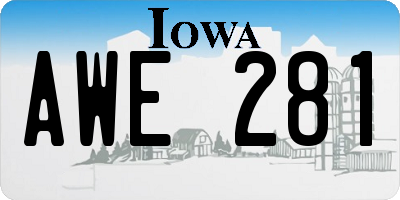 IA license plate AWE281
