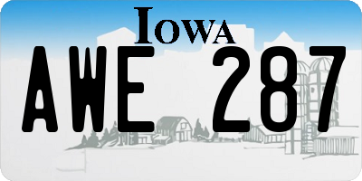IA license plate AWE287