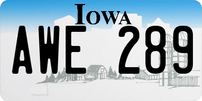 IA license plate AWE289