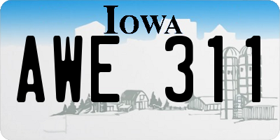 IA license plate AWE311