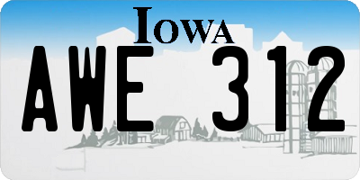 IA license plate AWE312